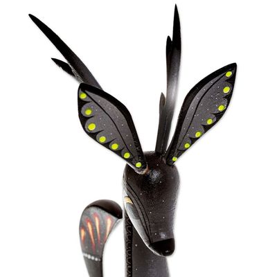 Alternate image for Handcrafted Grey Deer Alebrije Sculpture Dainty Deer in Grey