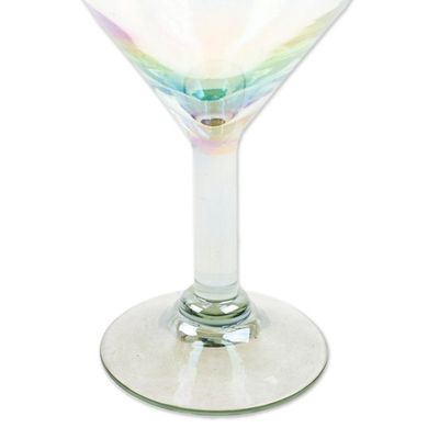 Alternate image for Set of 4 Clear Handblown Martini Glasses from Mexico Ethereal Glamour