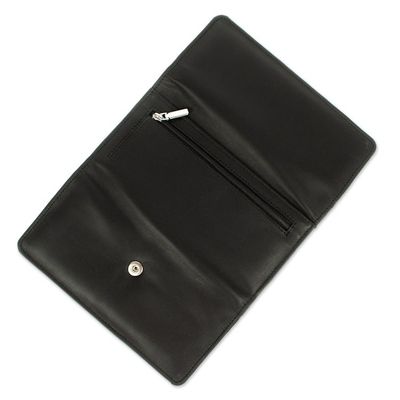 Alternate image for Trifold Black Leather Wallet from Mexico Coporo Black