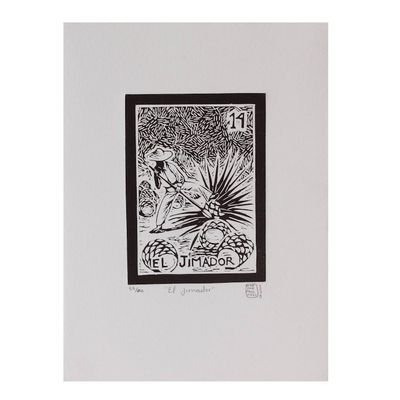 Alternate image for Tequila Agave Harvest Black and White Print The Cutter Tequila Lotto