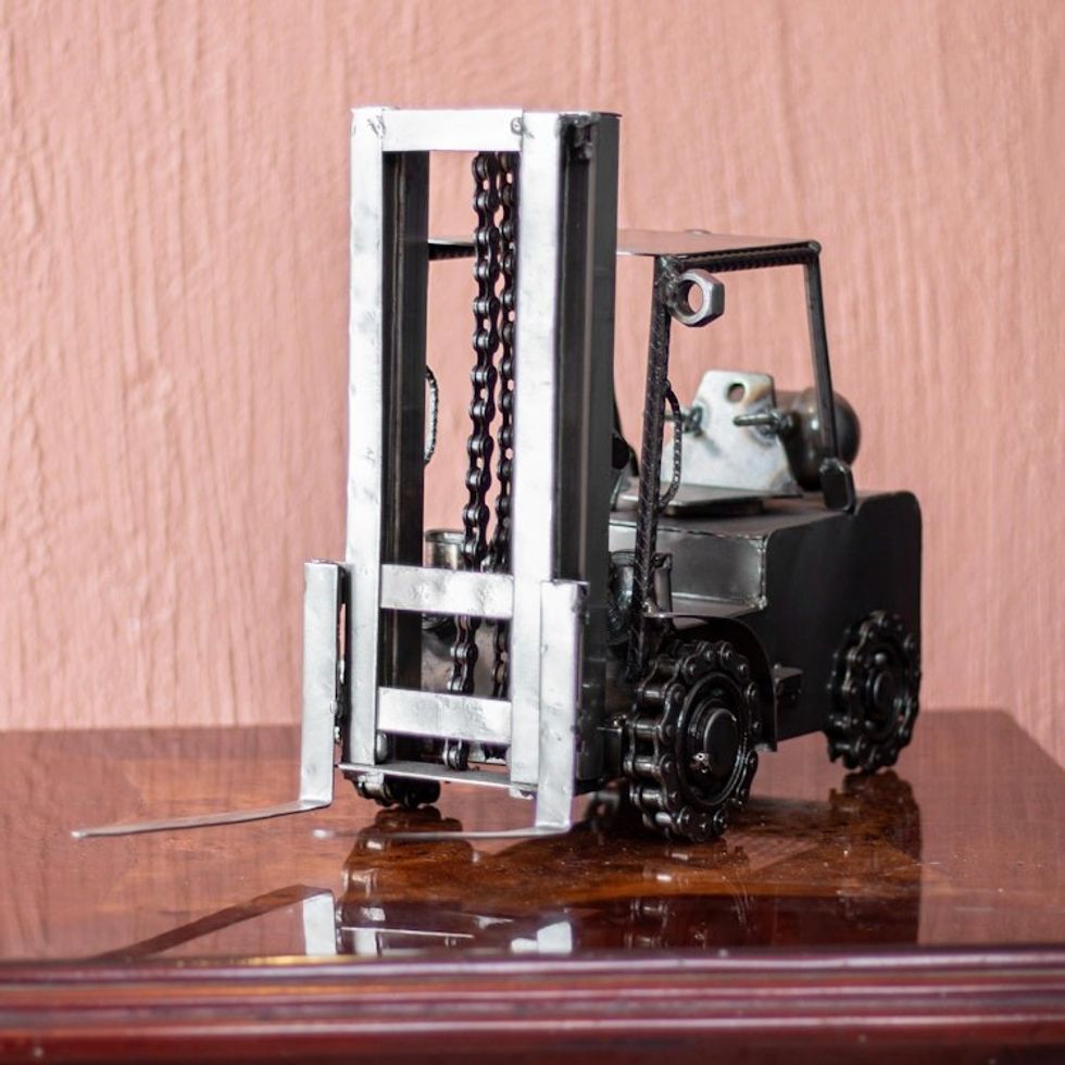 Collectible Recycled Auto Parts and Metal Sculpture 'Rustic Forklift'
