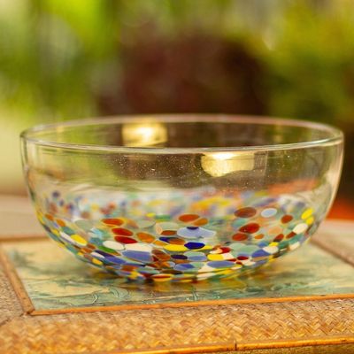 Alternate image for Colorful Hand Blown Glass Bowl for Serving or Salads Confetti Festival