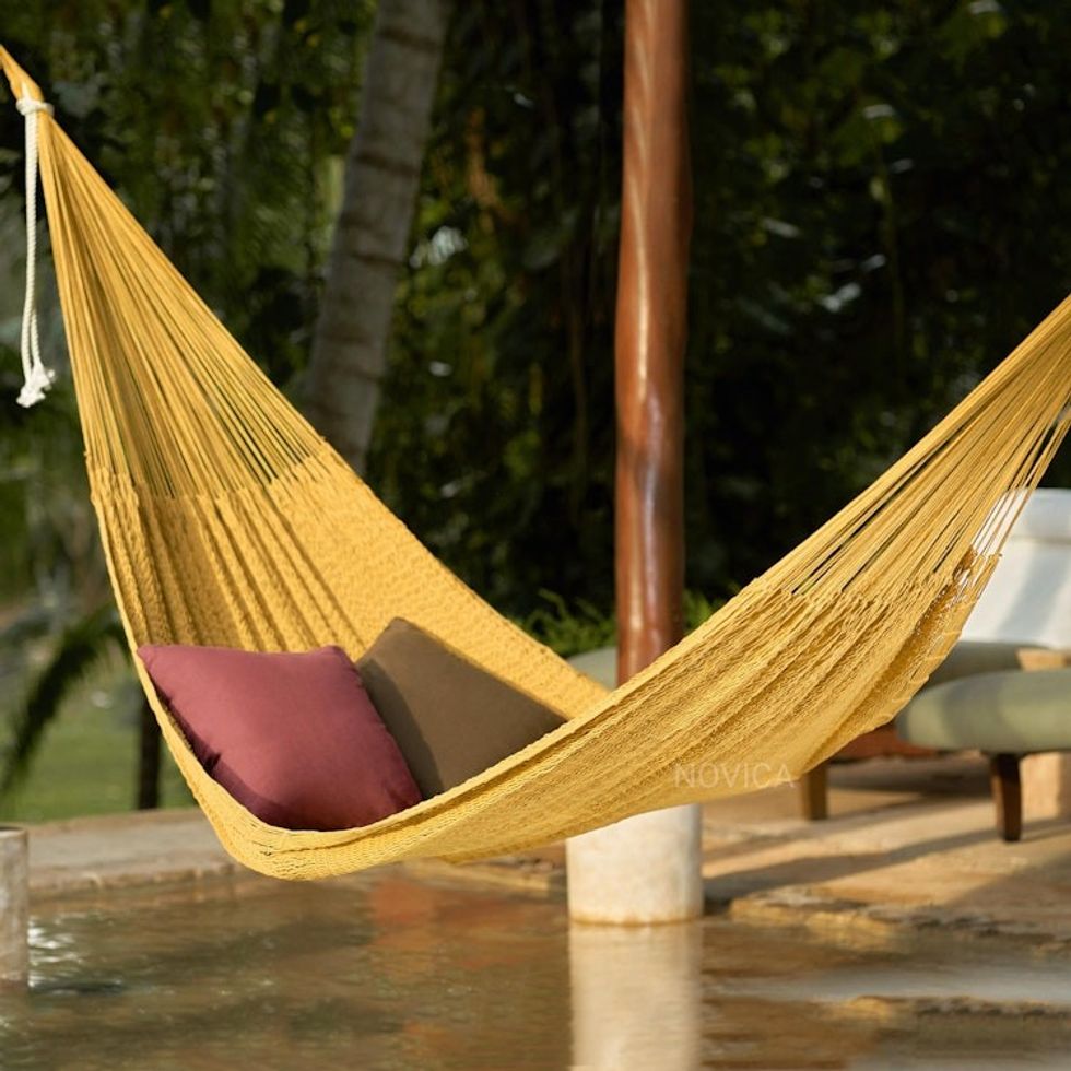 Artisan Crafted Ocher Rope Hammock Triple 'Uxmal Ocher'