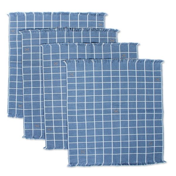 Alternate image for Blue-Grey Hand Woven Checkered Cotton Placemats Set of 4 Central Highlands Blue