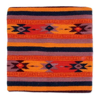 Alternate image for Geometric Wool Patterned Cushion Cover from Mexico Zapotec Stars