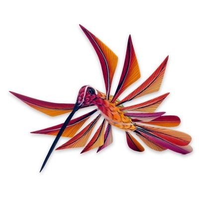 Alternate image for Multi Color Hummingbird Alebrije Sculpture Crafted by Hand Colorful Hummingbird