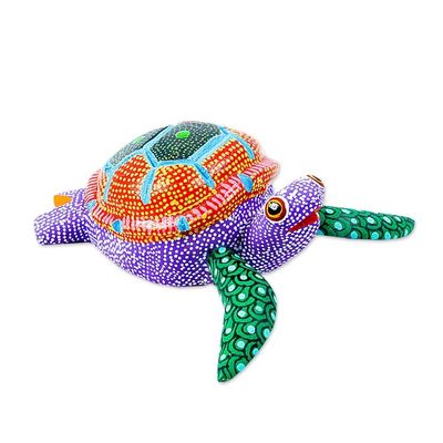 Alternate image for Handcrafted Copal Wood Alebrije Lilac Turtle