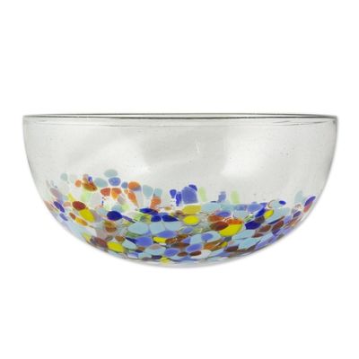 Alternate image for Colorful Hand Blown Glass Bowl for Serving or Salads Confetti Festival