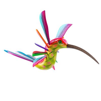Alternate image for Hand-Painted Mexican Wood Alebrije Figurine Bold Hummingbird