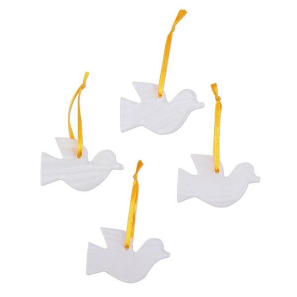 Alternate image for Set of 4 Natural Onyx Dove Ornaments Handcrafted in Mexico Purity of the Dove