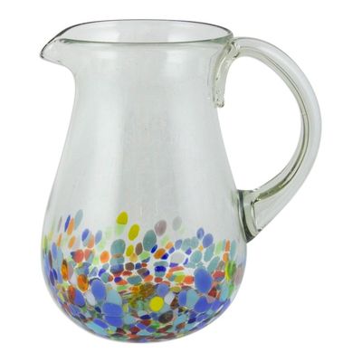 Alternate image for Blown Colorful Recycled Glass Pitcher from Mexico 87 oz Confetti Festival