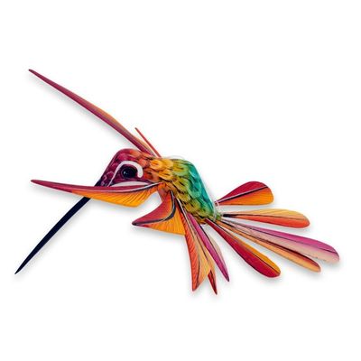 Alternate image for Multi Color Hummingbird Alebrije Sculpture Crafted by Hand Colorful Hummingbird