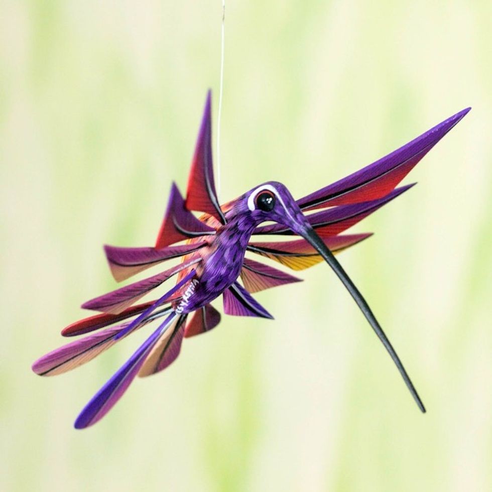 Oaxacan Hummingbird Sculpture 'Purple Hummingbird'