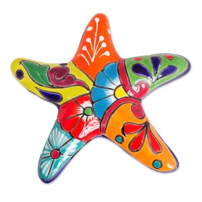 Alternate image for Talavera-Style Ceramic Starfish Wall Sculpture from Mexico Hacienda Starfish