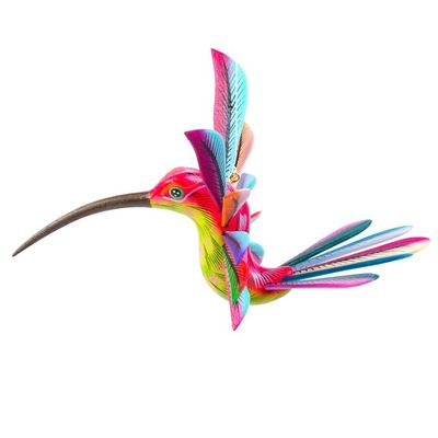 Alternate image for Hand-Painted Mexican Wood Alebrije Figurine Bold Hummingbird
