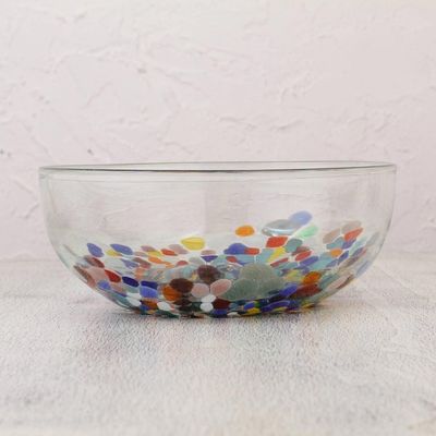 Alternate image for Colorful Hand Blown Glass Bowl for Serving or Salads Confetti Festival