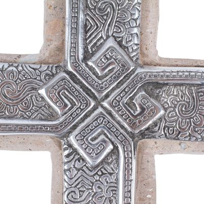 Alternate image for Eco-Friendly Pewter and Reclaimed Stone Wall Cross Timeless Faith
