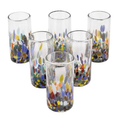 Alternate image for Multicolor Hand Blown Glass Highball Glasses Set of 6 Confetti Festival