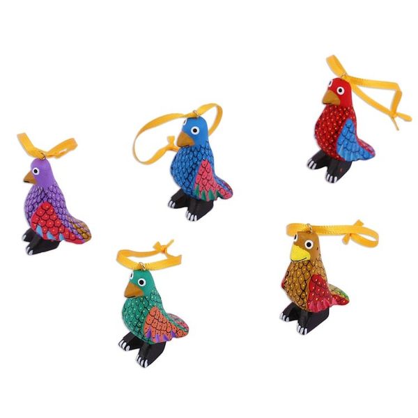 Alternate image for Wood Alebrije Penguin Ornaments Set of 5 from Mexico Sweet Penguins