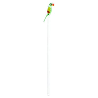Alternate image for Mexican Recycled Glass Cocktail Stirrer with Colorful Macaw Charming Macaw