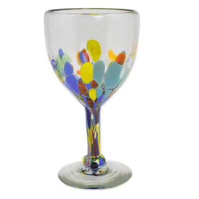 Alternate image for Hand Blown Colorful 8 oz Wine Glasses Set of 6 Confetti Festival