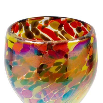 Alternate image for Two Stemless Wine Glasses Handblown from Recycled Glass Bright Confetti