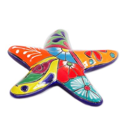 Alternate image for Talavera-Style Ceramic Starfish Wall Sculpture from Mexico Hacienda Starfish