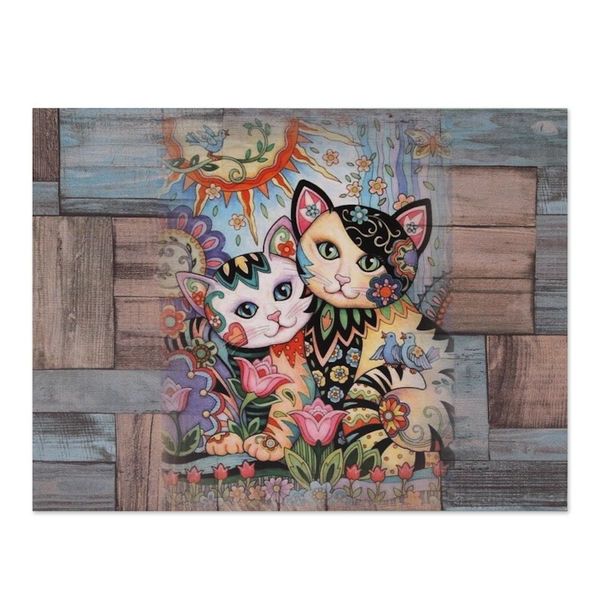 Alternate image for Cat-Themed Decoupage Wood Decorative Box from Mexico Floral Cats