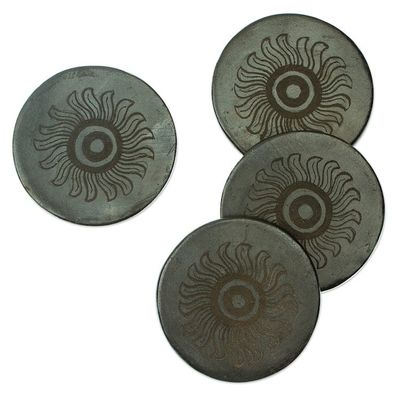Alternate image for Handcrafted Barro Negro Coasters Set of 4 Dark Sun