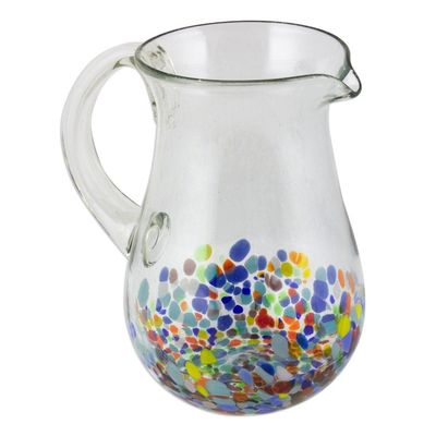 Alternate image for Blown Colorful Recycled Glass Pitcher from Mexico 87 oz Confetti Festival