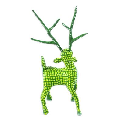Alternate image for Handmade Copal Wood Alebrije Green Deer