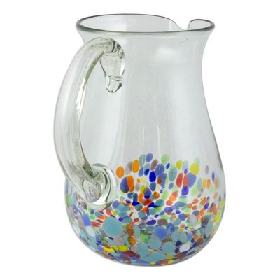 Alternate image for Blown Colorful Recycled Glass Pitcher from Mexico 87 oz Confetti Festival
