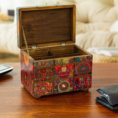 Alternate image for Multicolor Huichol Theme on Decoupage Jewelry Box Huichol Portal