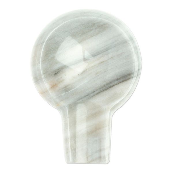 Alternate image for Pale Grey Marble Spoon Rest Crafted in Mexico Convenient Marble