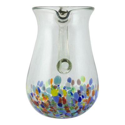 Alternate image for Blown Colorful Recycled Glass Pitcher from Mexico 87 oz Confetti Festival