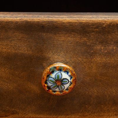 Alternate image for Set of 4 Floral Themed Ceramic Knobs Hand-Painted in Mexico Floral Handiness