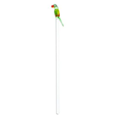 Alternate image for Mexican Recycled Glass Cocktail Stirrer with Colorful Macaw Charming Macaw
