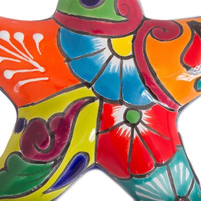 Alternate image for Talavera-Style Ceramic Starfish Wall Sculpture from Mexico Hacienda Starfish
