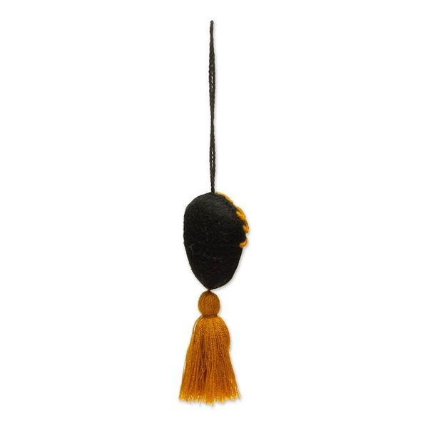 Alternate image for Handmade Golden Yellow Wool Frida Ornament Frida in Gold