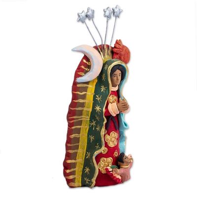 Alternate image for Celestial Ceramic Mother Mary Sculpture from Mexico Celestial Guadalupe