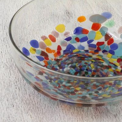 Alternate image for Colorful Hand Blown Glass Bowl for Serving or Salads Confetti Festival