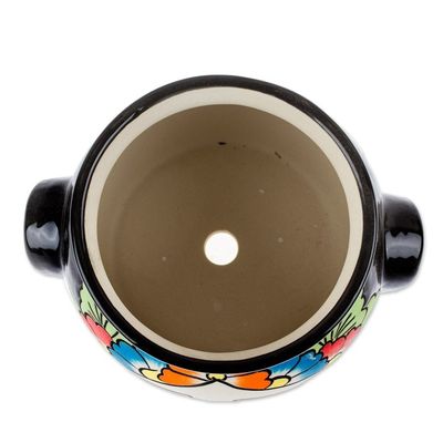 Alternate image for Handcrafted Ceramic Flower Pot Inspired by Frida Kahlo Natural Frida