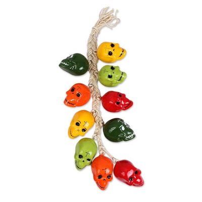 Alternate image for Ceramic Skull Decorative Accent from Mexico Bunch of Festive Skulls