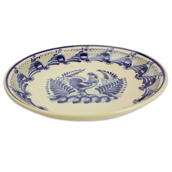 Alternate image for Majolica ceramic plate Rooster at Dawn