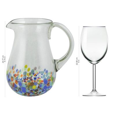 Alternate image for Blown Colorful Recycled Glass Pitcher from Mexico 87 oz Confetti Festival