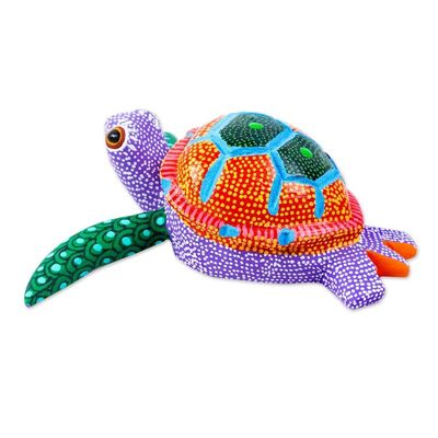 Alternate image for Handcrafted Copal Wood Alebrije Lilac Turtle