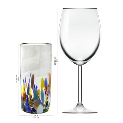 Alternate image for Multicolor Hand Blown Glass Highball Glasses Set of 6 Confetti Festival