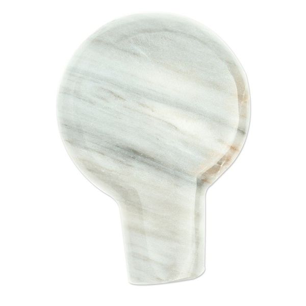 Alternate image for Pale Grey Marble Spoon Rest Crafted in Mexico Convenient Marble