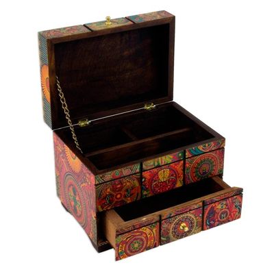 Alternate image for Multicolor Huichol Theme on Decoupage Jewelry Box Huichol Portal
