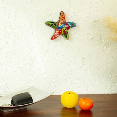 Alternate image for Talavera-Style Ceramic Starfish Wall Sculpture from Mexico Hacienda Starfish